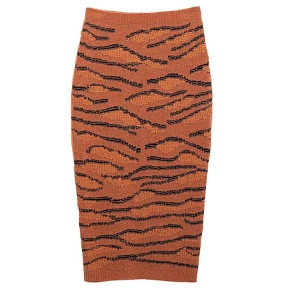 Stella McCartney Animal Intarsia Tiger Slim Fit Pull On Knit Midi Skirt Sz 6 NWT - Picture 11 of 12